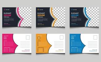 Elegant simple abstract clean minimal company modern professional corporate identity real estate construction property house home for sale business post card design template. vector