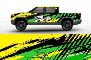 Pick up truck decal wrap design vector. Graphic modern abstract stripe racing background kit designs for wrap vehicle, race car, rally, adventure and livery vector