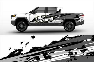 Pick up truck decal wrap design vector. Graphic modern abstract stripe racing background kit designs for wrap vehicle, race car, rally, adventure and livery vector