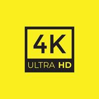 4k alto definición vídeo resolución firmar vector aislado en amarillo antecedentes