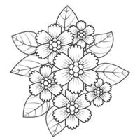 conjunto de diferentes flor línea en blanco antecedentes. flores dibujo con arte lineal en blanco antecedentes. vector