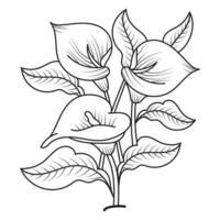 conjunto de diferentes flor línea en blanco antecedentes. flores dibujo con arte lineal en blanco antecedentes. vector