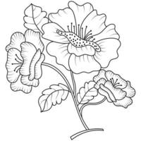 conjunto de diferentes flor línea en blanco antecedentes. flores dibujo con arte lineal en blanco antecedentes. vector