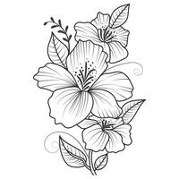 conjunto de diferentes flor línea en blanco antecedentes. flores dibujo con arte lineal en blanco antecedentes. vector