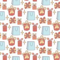 Retro seamless pattern with gift boxes vector