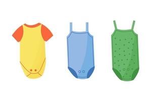 Baby clothes body set colorful style. Small newborn suits for summer. vector