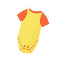 Baby yellow color bodysuit with short sleeves. Bright orange clothes isolated. vector