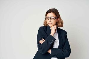 Business woman in suit emotions work professional photo