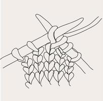 Minimalist Crochet Line art, Yarn Simple Needlework Sketch, Knit Outline Drawing, Knitting Vector