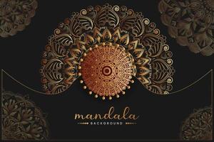 Mandala design background in gold color ornamental design vector