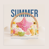 Summer Social Media Post Template With Starfish 3D Illustration psd