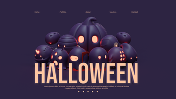 Halloween Landing Page Template With 3D Render Illustration Composition psd