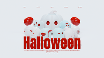 Halloween Netz Seite Vorlage mit 3d Rendern Illustration psd