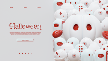 Halloween Landung Seite Vorlage mit 3d machen Illustration Komposition psd