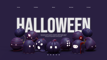 halloween landen bladzijde sjabloon met 3d renderen illustratie psd