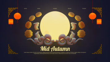 Mitte Herbst Netz Seite Vorlage mit 3d Rendern Illustration psd