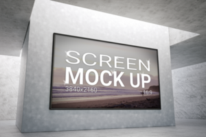 3D rendering. Blank advertising billboard or screen mockup. Ad and promotion concept. 16 9 aspect ratio. psd