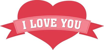 I love you banner with heart vector