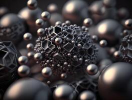 Abstract black geometric background Various shapes Flat lay created with technology photo