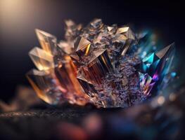 un interminable fractales hecho de translúcido multicolor cristales natural piedra preciosa generativo ai tecnología foto