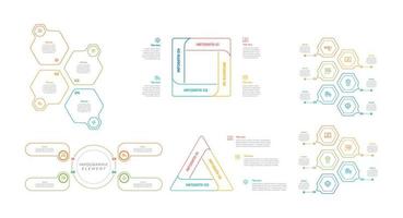 Infographic bundle set with 3, 4, 5, steps, options or processes for workflow layout, diagram, annual report, presentation and web design. vector