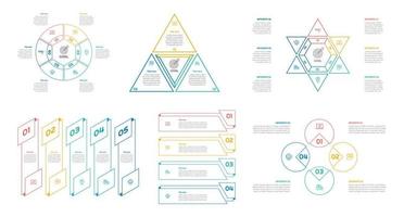 Infographic bundle set with 4, 5, 6 steps, options or processes for workflow layout, diagram, annual report, presentation and web design. vector