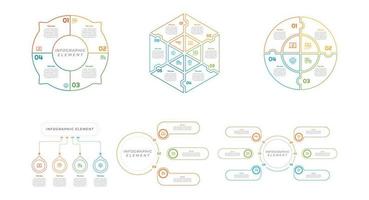 infografía haz conjunto con 4, 5, 6 6 pasos, opciones o procesos para flujo de trabajo disposición, diagrama, anual informe, presentación y web diseño. vector