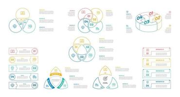 Infographic bundle set with 4, 5, 6 steps, options or processes for workflow layout, diagram, annual report, presentation and web design. vector