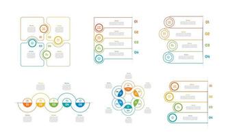 Infographic bundle set with 4, 5, 6 steps, options or processes for workflow layout, diagram, annual report, presentation and web design. vector