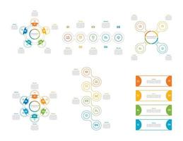 Infographic bundle set with 4, 5, 6 steps, options or processes for workflow layout, diagram, annual report, presentation and web design. vector