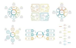 Infographic bundle set with 4, 5, 6 steps, options or processes for workflow layout, diagram, annual report, presentation and web design. vector