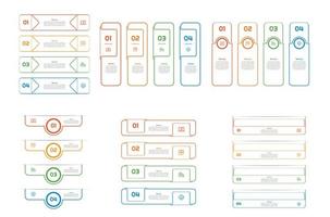 Infographic bundle set with 4, 5, 6 steps, options or processes for workflow layout, diagram, annual report, presentation and web design. vector