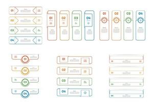 Infographic bundle set with 4, 5, 6 steps, options or processes for workflow layout, diagram, annual report, presentation and web design. vector