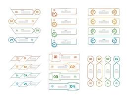 Infographic bundle set with 4, 5, 6 steps, options or processes for workflow layout, diagram, annual report, presentation and web design. vector