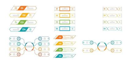 Infographic bundle set with 4, 5, 6 steps, options or processes for workflow layout, diagram, annual report, presentation and web design. vector