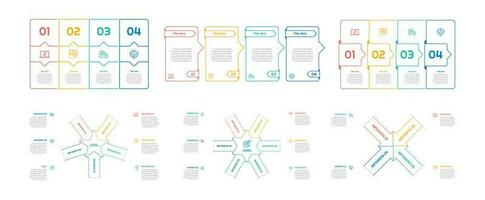 infografía haz conjunto con 4, 5, 6 6 pasos, opciones o procesos para flujo de trabajo disposición, diagrama, anual informe, presentación y web diseño. vector