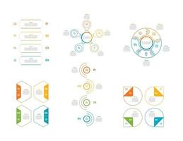 Infographic bundle set with 4, 5, 6 steps, options or processes for workflow layout, diagram, annual report, presentation and web design. vector