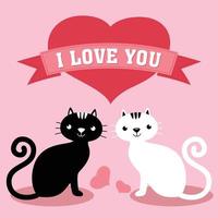 I love you valentine card with loving cats vector