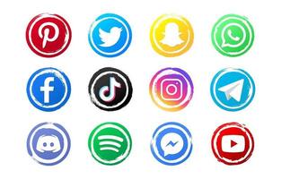 Trendy Mobile Social Media Logo Set vector