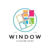 simple window logo, design for, interior, construction, architecture, property business, vector