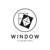 simple window logo, design for, interior, construction, architecture, property business, vector