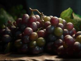 hermosa orgánico antecedentes de recién escogido uvas creado con generativo ai tecnología foto