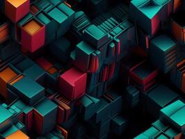 Dark abstract geometric grid pattern Seamless background created with technology photo