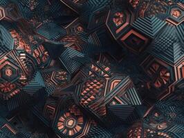 Dark abstract geometric grid pattern Seamless background created with technology photo