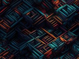 Dark abstract geometric grid pattern Seamless background created with technology photo