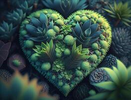 Green heart that represents environmental protection created with technology photo