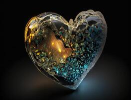 Realistic translucent heart shaped crystal zircon, natural gemstone technology photo