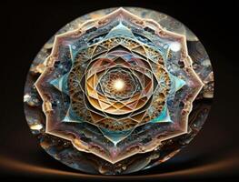 Fractal mandala Sacred geometry background created with technology photo