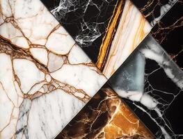 Marble stone texture background material with elements of semi-precious stones and gold created with technology photo