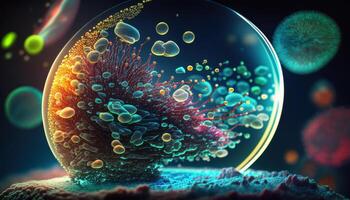 Bacteria and virus cells World under the microscope created with technology photo